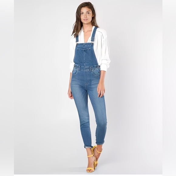 1 Denim Skinny Overalls in Blue Denim Size 6 - Picture 1 of 3